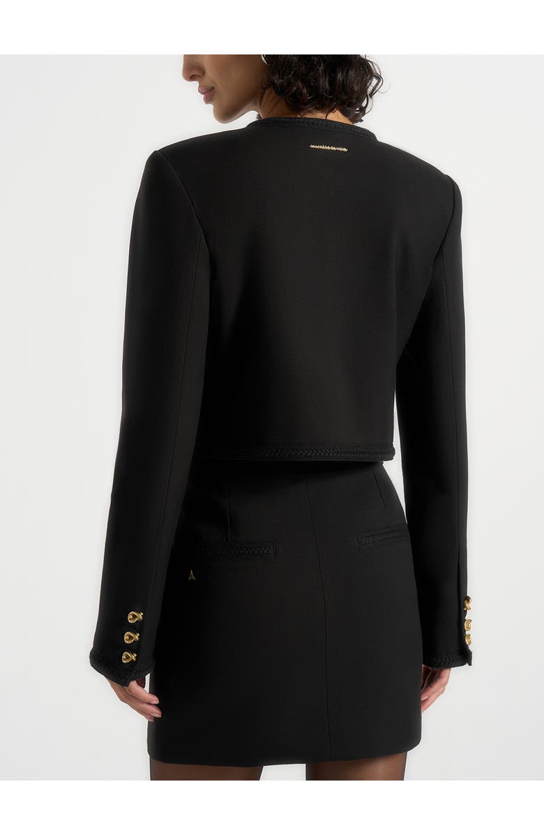 Manière De Voir Madeline Cropped Tailored Jacket With Braided Trim, Alternate, color, Black