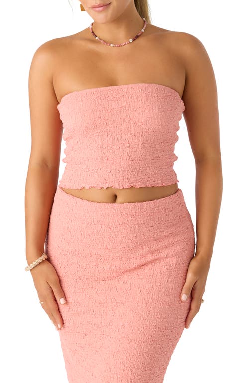 O'neill Terra Smocked Crop Tube Top In Coral Haze