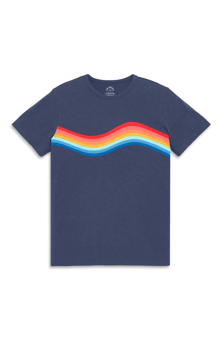 Primary Unisex Fit Rainbow Banner Wave Tee, Alternate, color, Sunwashed Navy