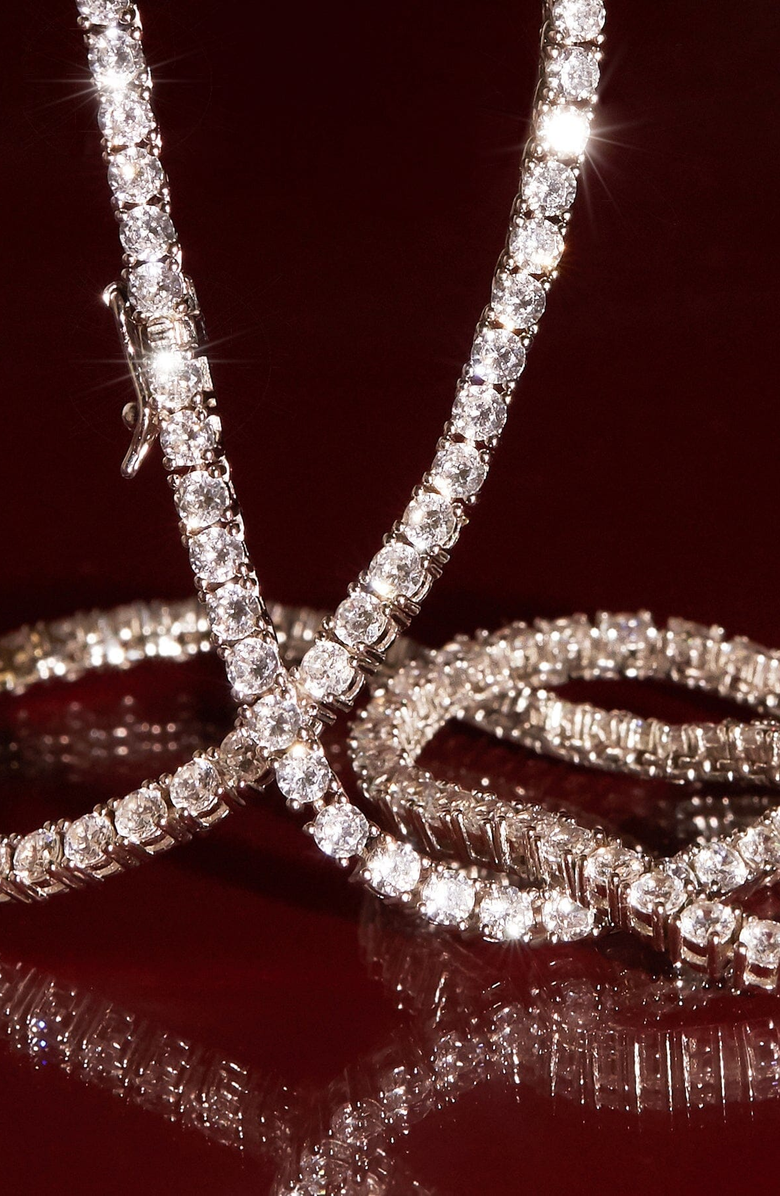 Aurate New York Lab Grown White Sapphire Tennis Necklace, Alternate, color, White Vermeil