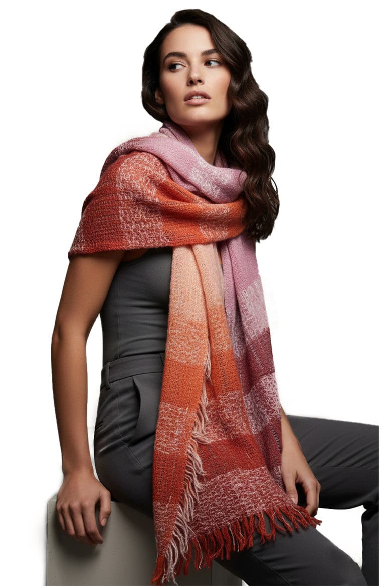 Gradient Stripe Fringe Scarf, Alternate, color, PINK