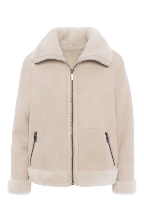 Gorski Merino Shearling Lamb Zip Jacket In Neutral
