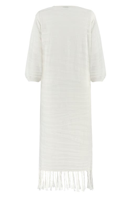 Labeca London Margi Cotton Textured Fringe Dress In Sand