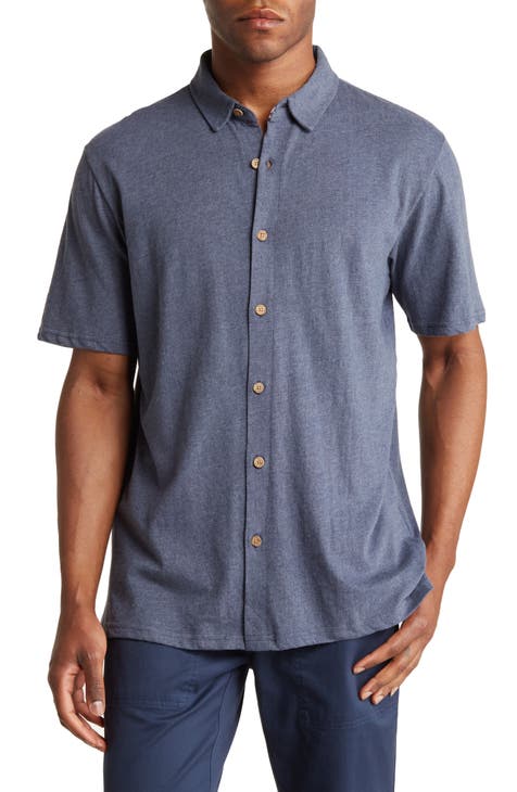 Cotton Blend Button-Up Shirt