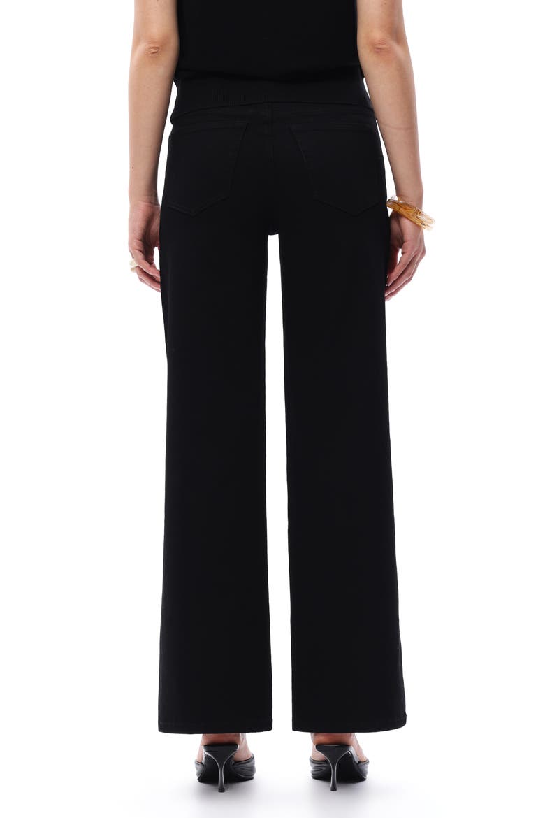 Floral Studded Mid Rise Wide Leg Jeans, Alternate, color, BLACK