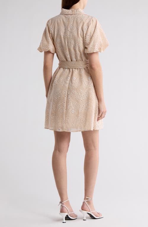 Sam Edelman Embroidered Eyelet Puff Sleeve Shirtdress In Natural