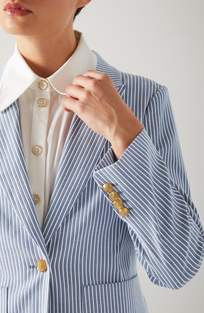 LK Bennett Gene Stripe Cotton Blend Blazer, Alternate, color,