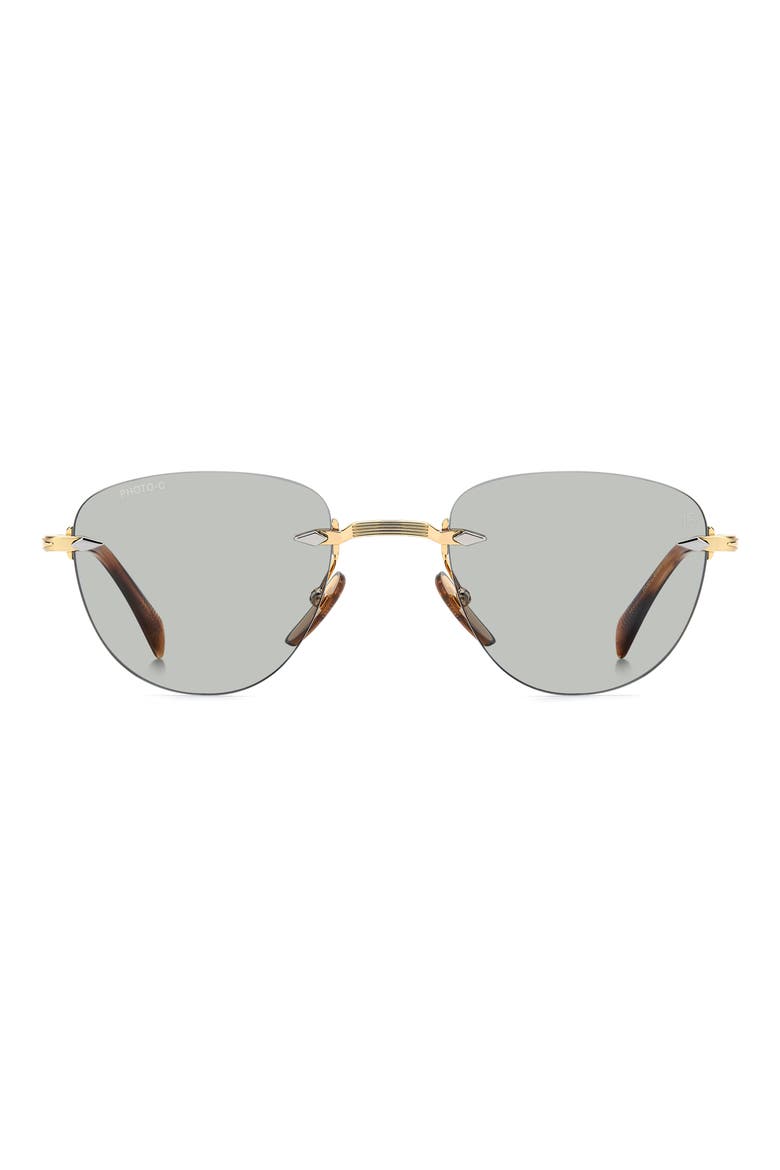 51mm Rimless Square Sunglasses, Main, color, GOLD BROWN HORN/ GRN FT AR