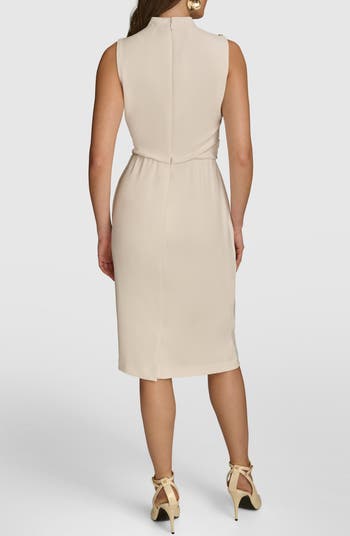 Sleeveless Cowl Neck Faux Wrap Dress