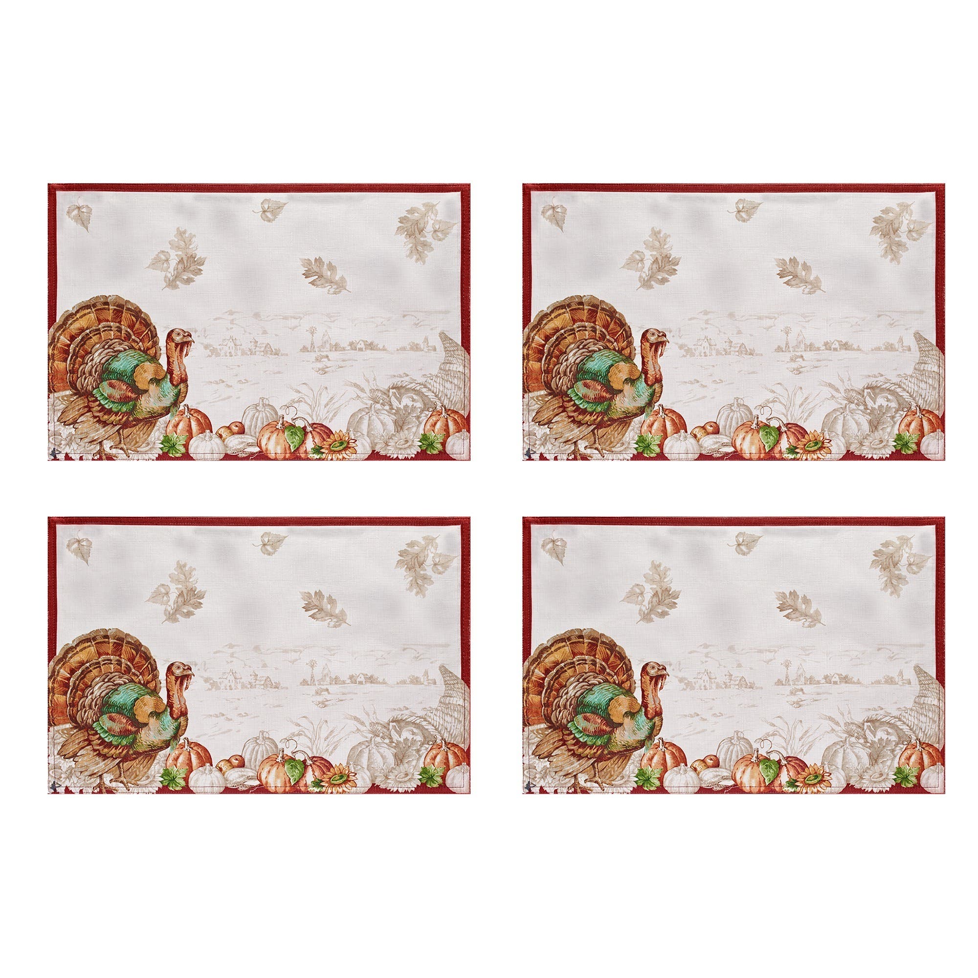 Threadmade Holiday Turkey Bordered Fall Placemat Set Of 4 | Nordstrom