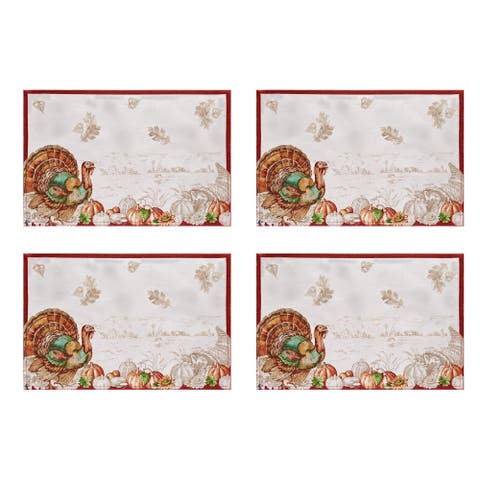 Holiday Turkey Bordered Fall Placemat Set Of 4