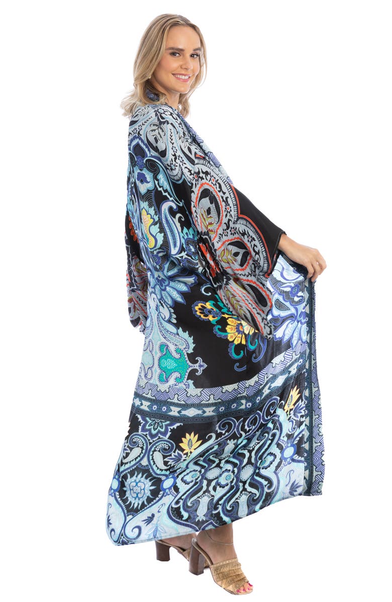 SAACHI Paisley Longline Ruana, Alternate, color, Blue Combo
