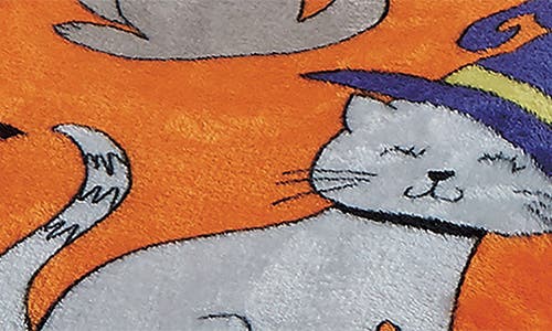 Luxury Home Halloween Cats Plush Throw In Orange