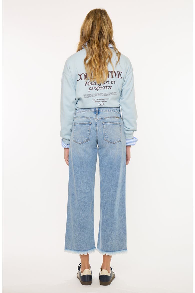 Mal Essentials Mid Rise Cropped Wide Leg Jeans, Alternate, color, Light Wash