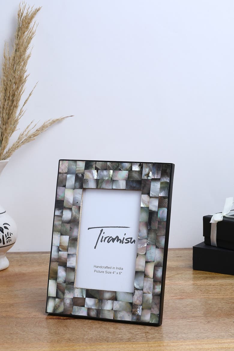 Mother-of-Pearl Picture Frame - Stack Bond Pattern, Main, color, GREY