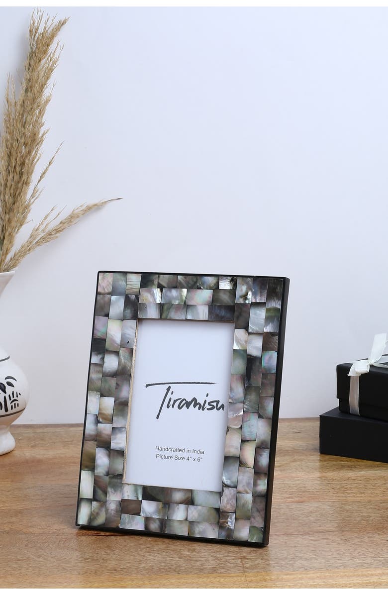 Tiramisu Mother-of-Pearl Picture Frame - Stack Bond Pattern, Main, color, Grey