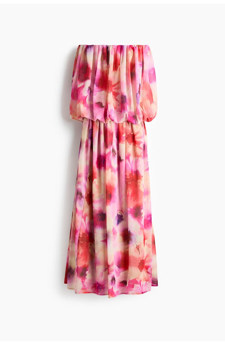 H&M Chiffon Bandeau Dress, Main, color, Red/Floral