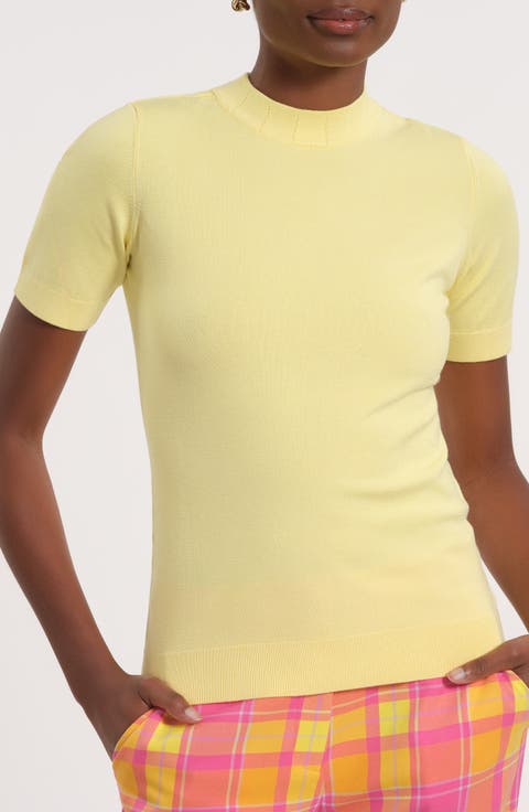 Mock Neck Short Sleeve Sweater