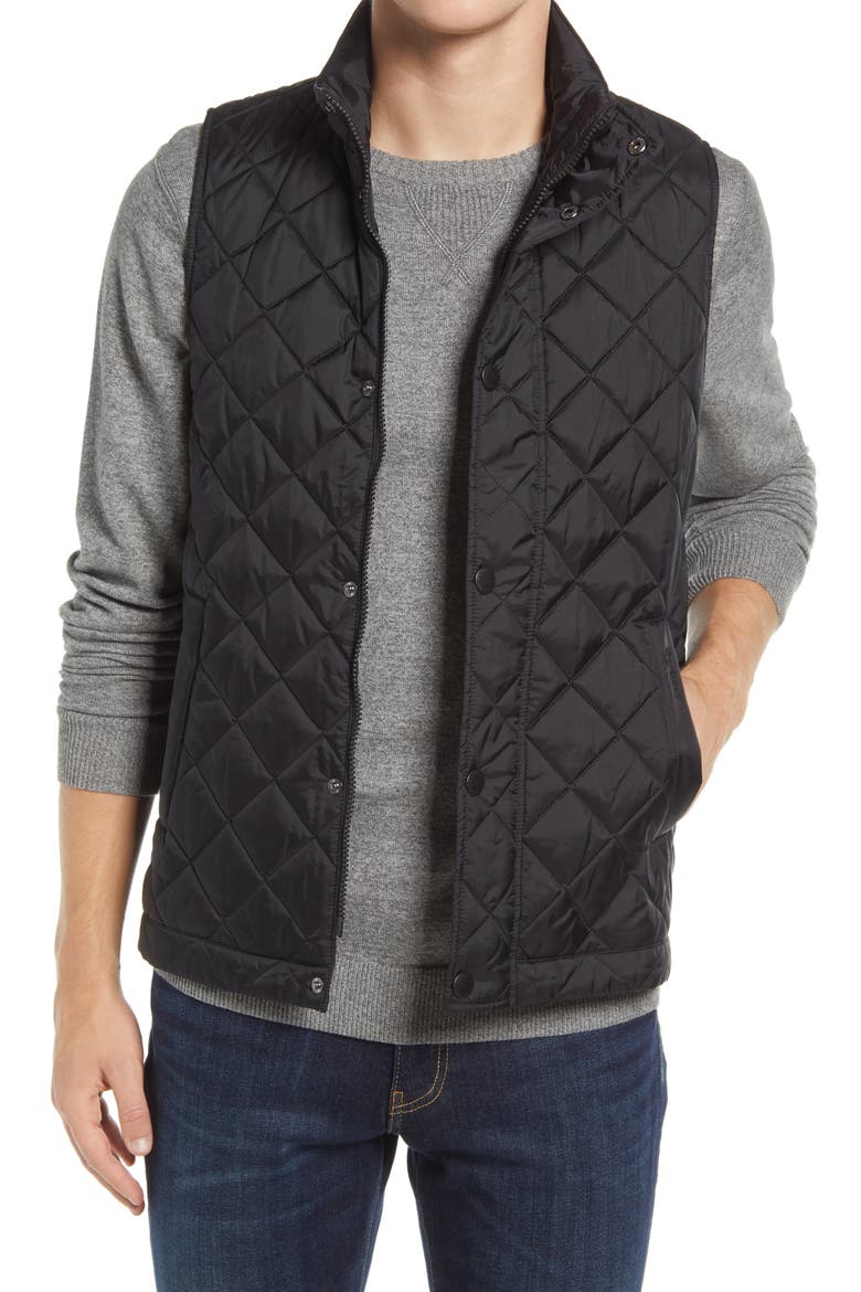 Barlow Quilted Vest, Main, color, BLACK