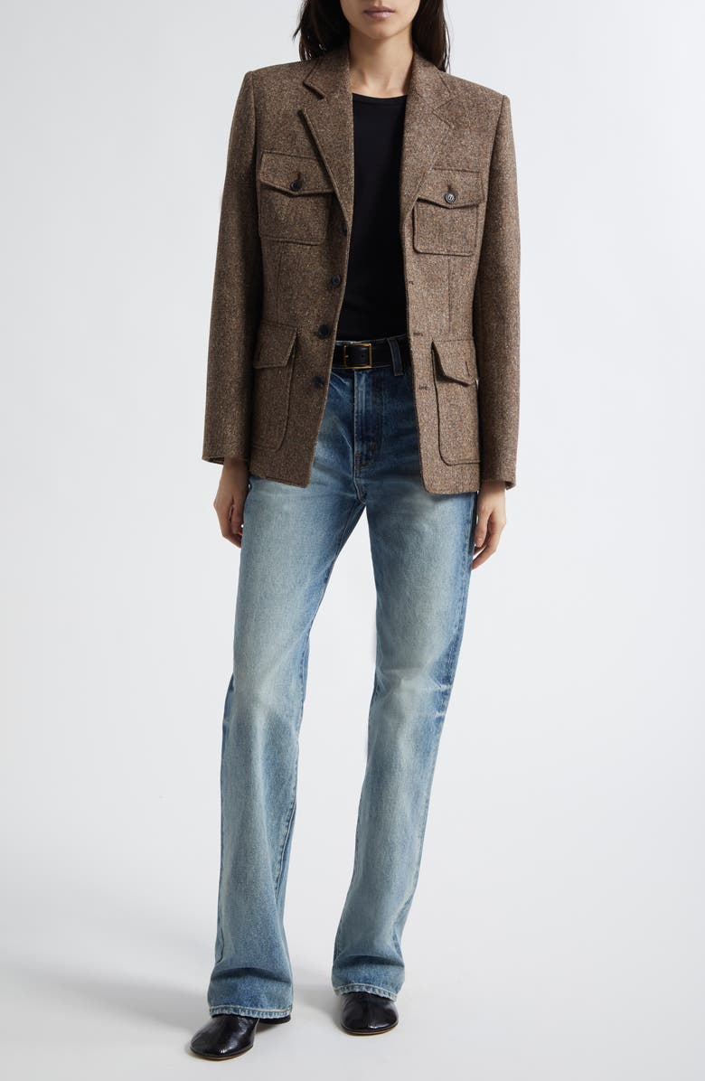 Nili Lotan Fleur Virgin Wool Blend Tweed Jacket, Alternate, color, Colonial Brown Donegal