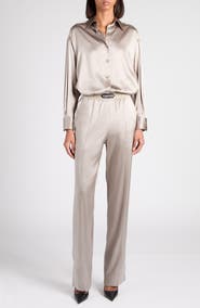 TOM FORD Relaxed Fit Stretch Silk Satin Blouse