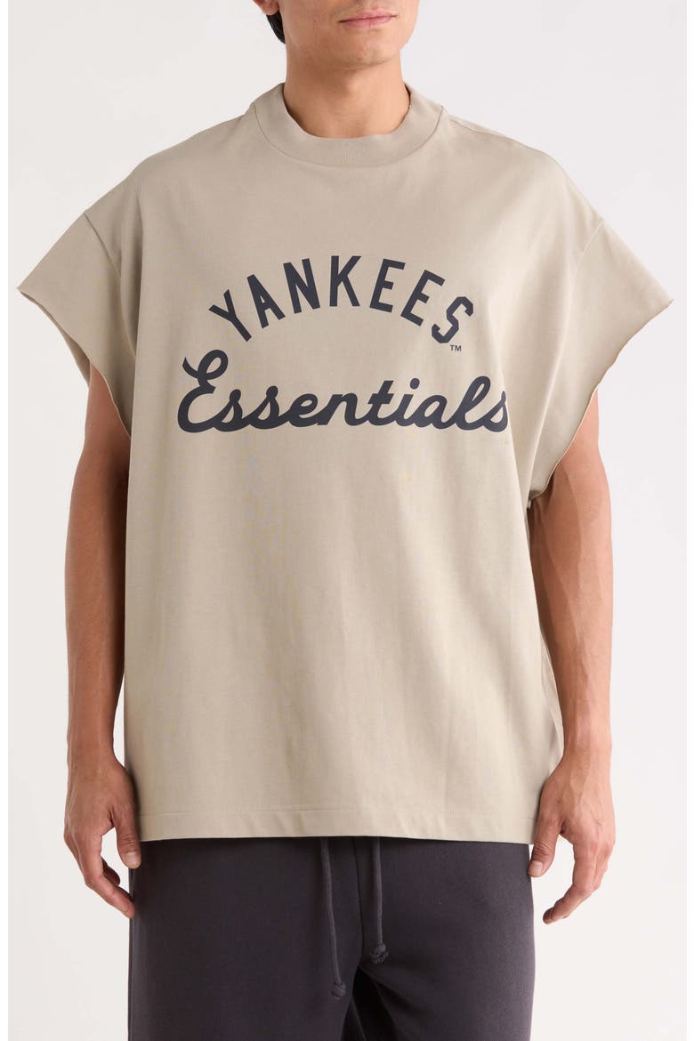 Yankees '90s Graphic Cut Off Jersey Cotton Tank, Main, color, SEAL