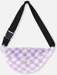 Deux par Deux Checkered Faux Fur Zip Fanny Bag