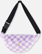 Deux par Deux Checkered Faux Fur Zip Fanny Bag