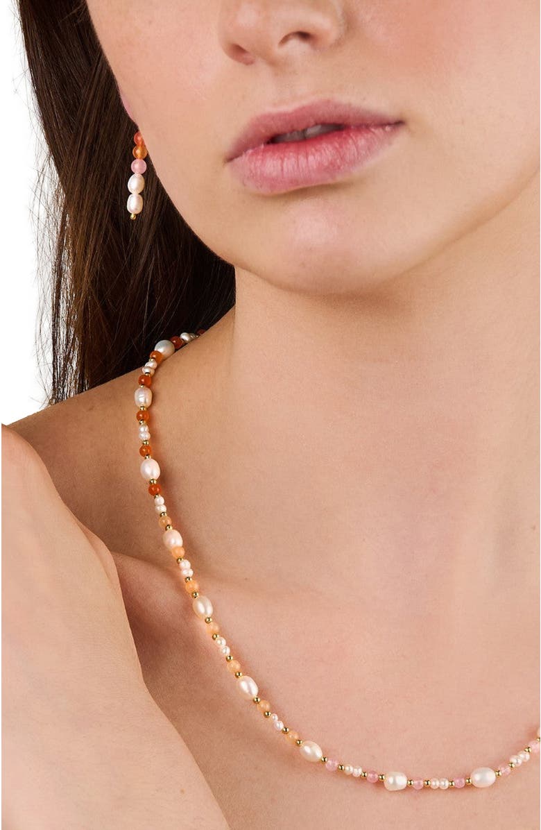 Little Sky Stone Eliza Pearl Bead Necklace, Alternate, color, Pink / Gold