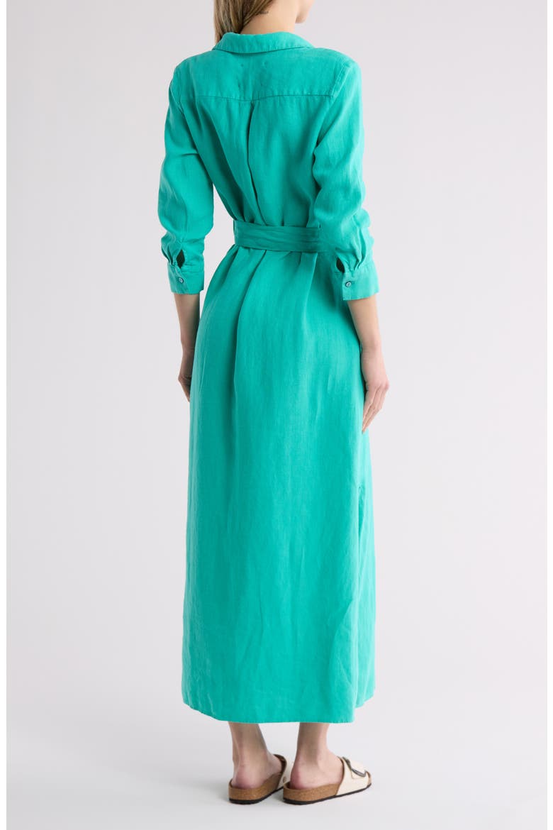 Cameron Long Sleeve Linen Maxi Shirtdress, Alternate, color, SPEARMINT
