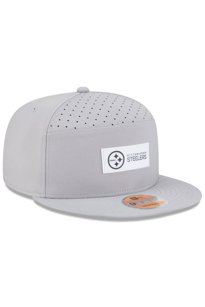 Men's New Era Gray Pittsburgh Steelers 2025 Sideline  Split Panel 9FIFTY Snapback Hat, Alternate, color, Gray