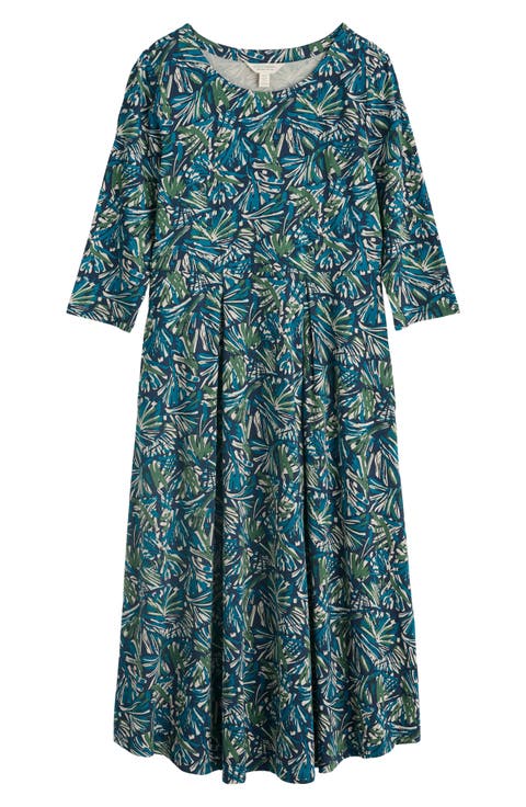 Veronica Print Stretch Organic Cotton Jersey Midi Dress