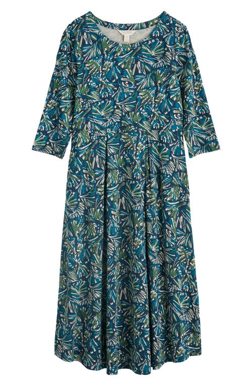 Seasalt Cornwall Veronica Print Stretch Organic Cotton Jersey Midi Dress In Green
