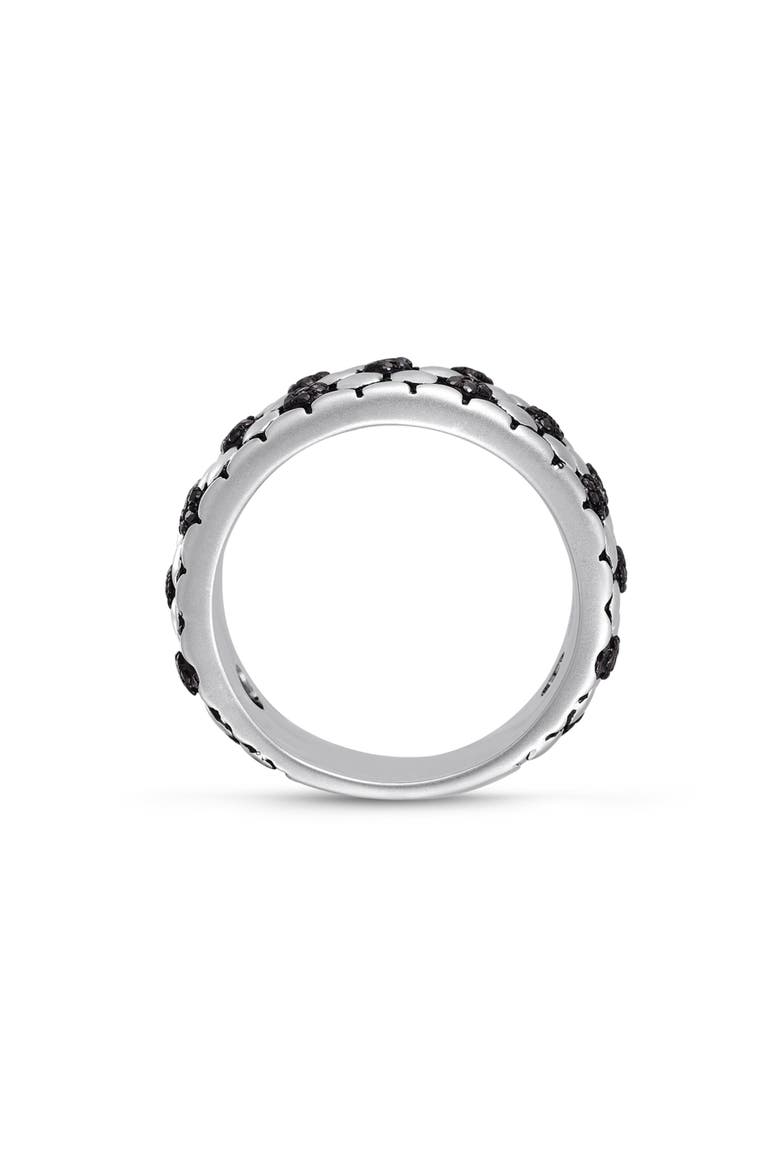 Soccer Football Silver & Black Diamond Band Men Ring, Alternate, color, Silver