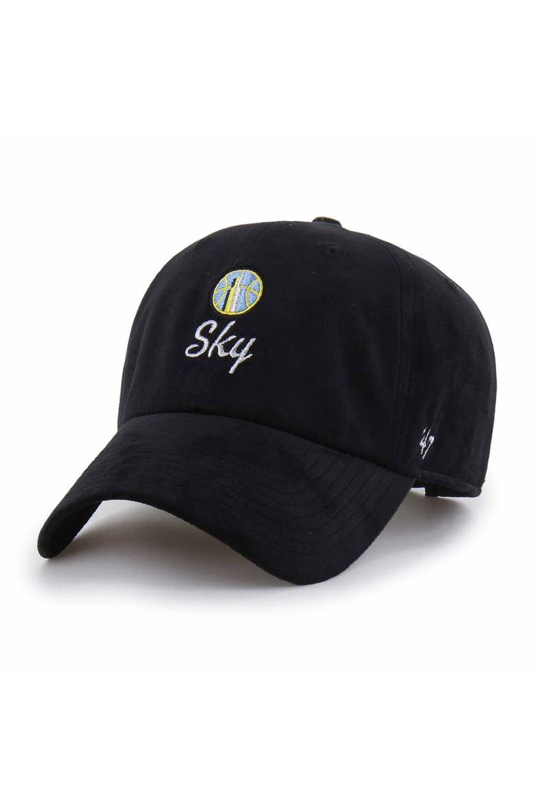Unisex '47  Black Chicago Sky Spirited Velour Clean Up Adjustable Hat, Main, color, Black