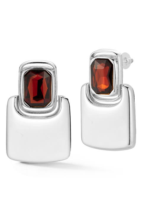 Crystal Rectangular Drop Earrings