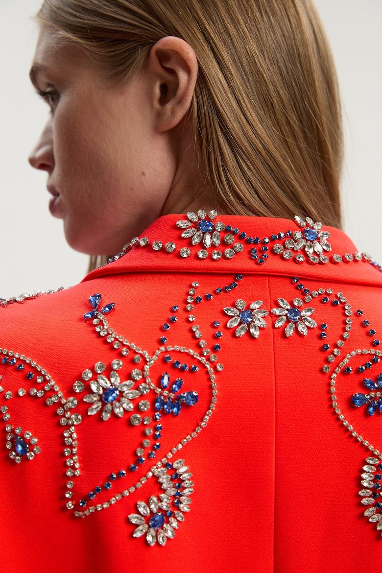 Embellished Single Breasted Blazer, Alternate, color, Red