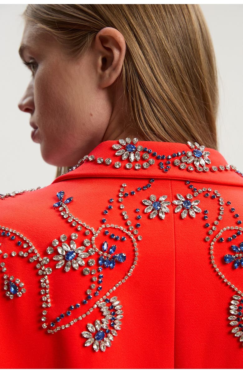 Karen Millen Embellished Single Breasted Blazer, Alternate, color, Red