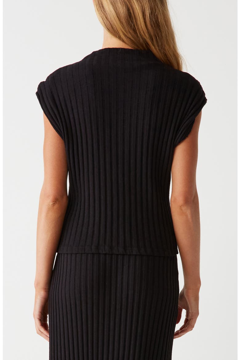 Nara Rib Funnel Neck Cotton Blend Knit Top, Alternate, color, BLACK