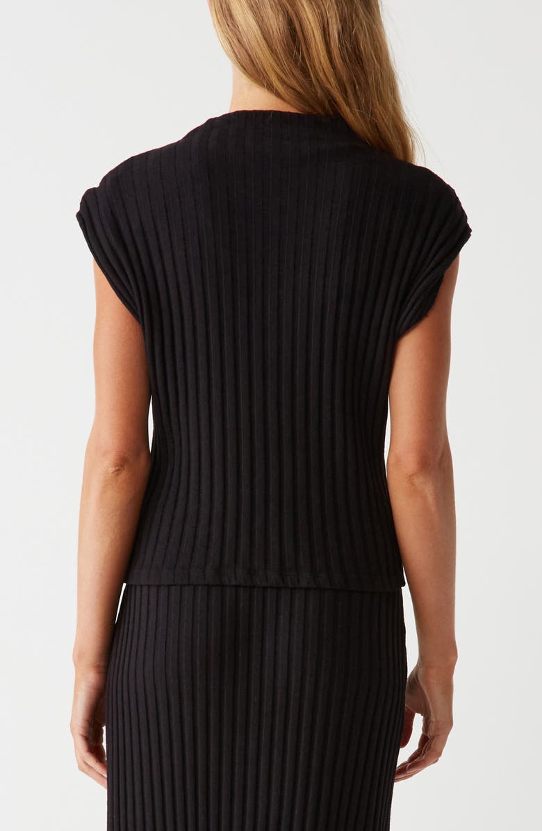 Michael Stars Nara Rib Funnel Neck Cotton Blend Knit Top, Alternate, color, Black