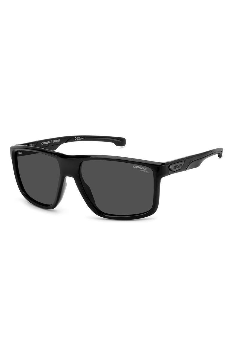 Carrera Eyewear x Ducati Carduc 60mm Rectangular Sunglasses, Alternate, color, Black/ Grey