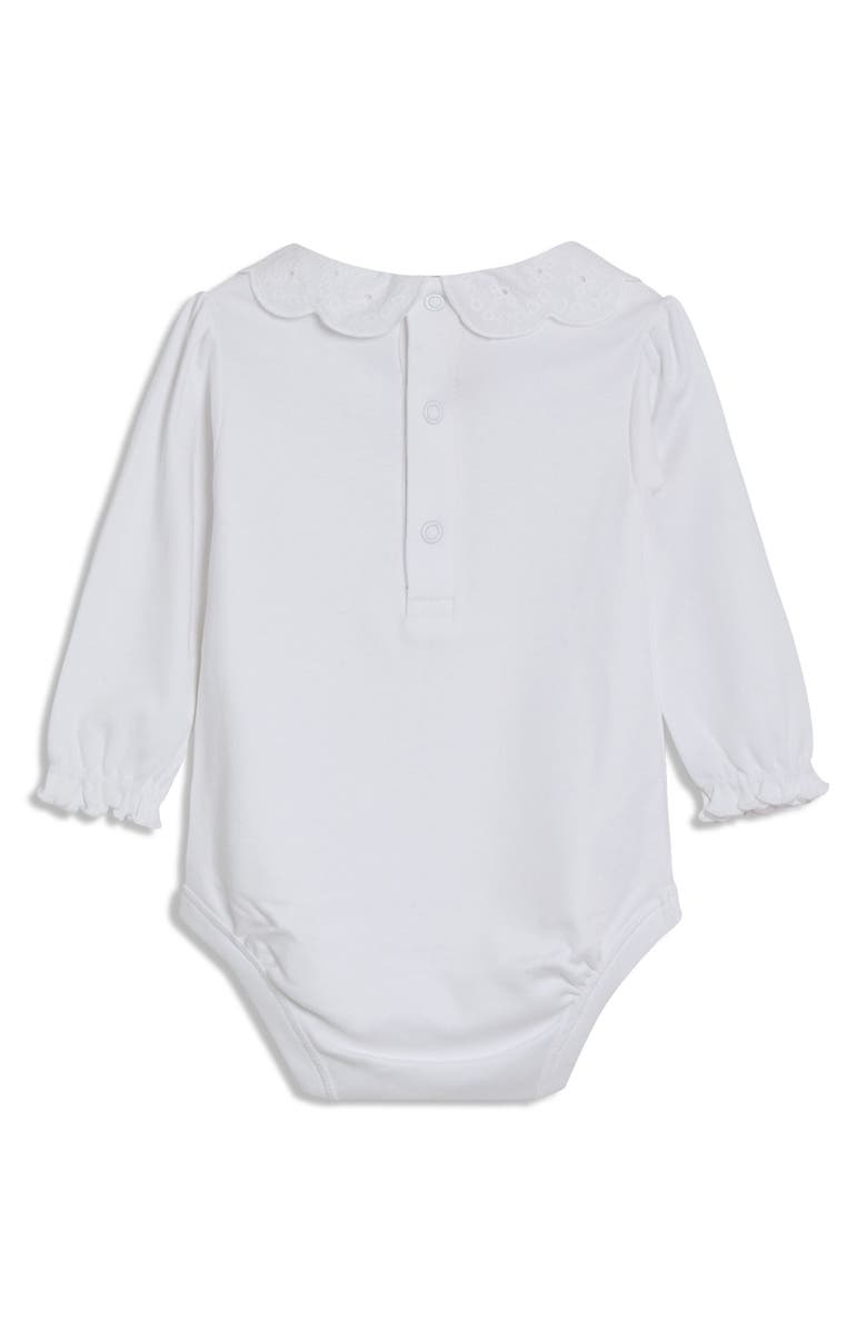 JOJO MAMAN BEBE Eyelet Collar Cotton Bodysuit, Alternate, color, White