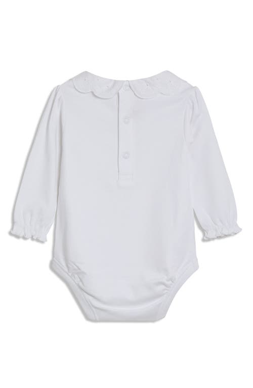 Jojo Maman Bébé Jojo Maman Bebe Eyelet Collar Cotton Bodysuit In White