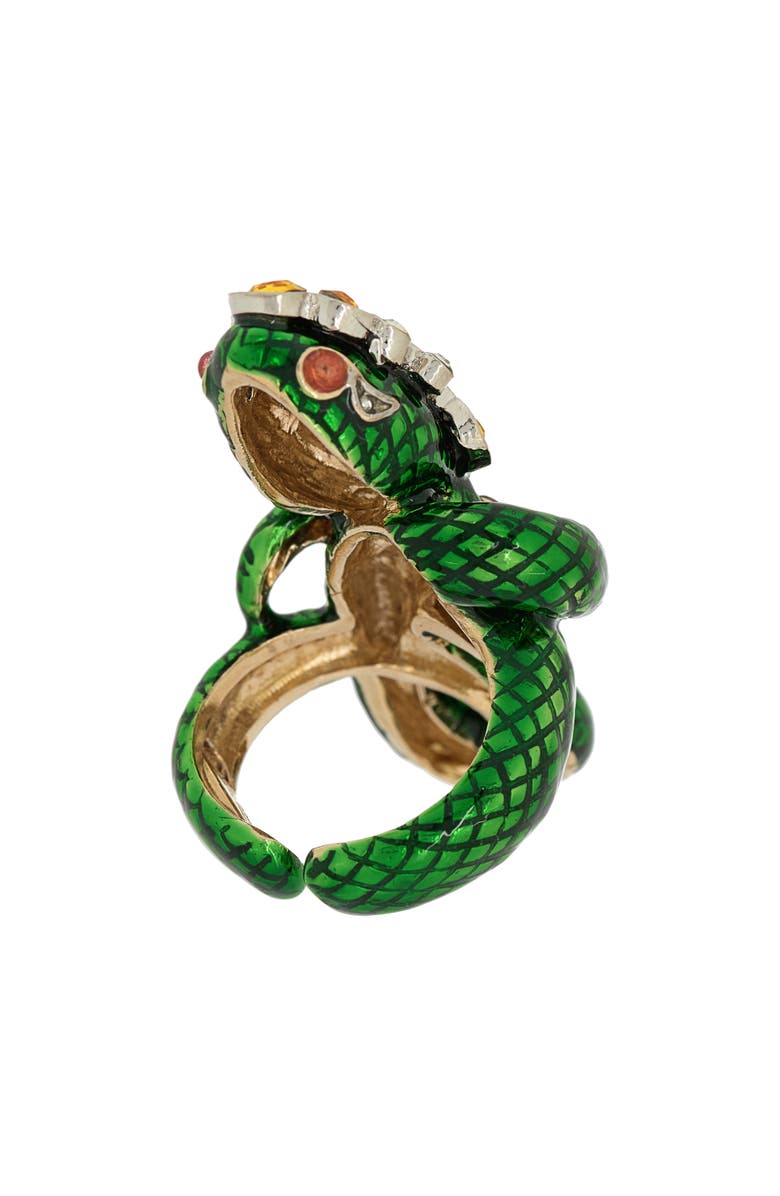 Roberto Cavalli Crystal Snake Ring, Alternate, color,