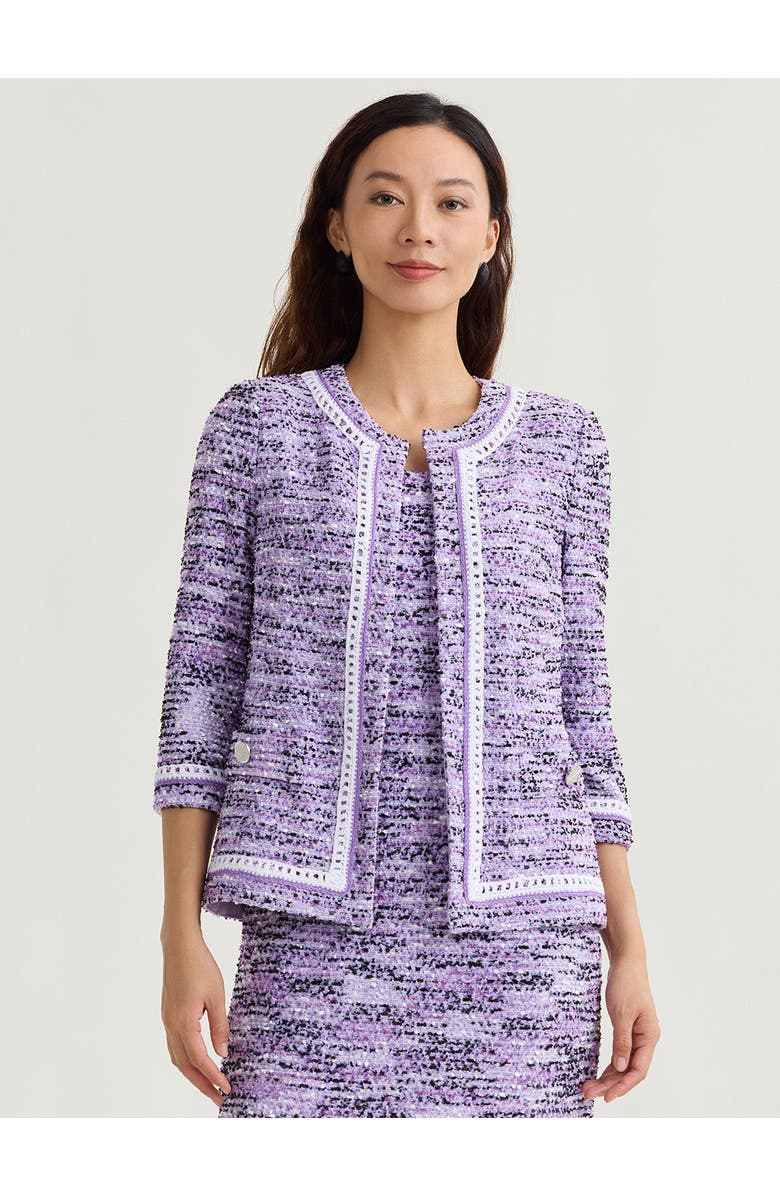 Misook Eyelash Ribbon Knit Jacket, Main, color, Hushed Lavender
