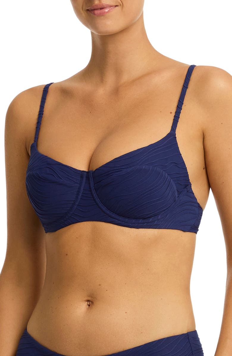 Sea Level De Soleil Mid Bikini Bottoms, Main, color, French Navy