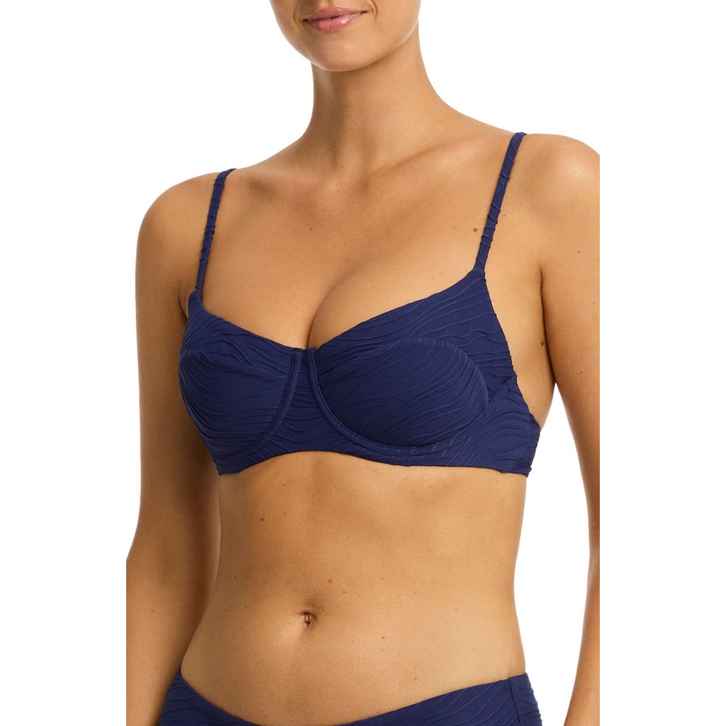 Sea Level De Soleil Mid Bikini Bottoms In French Navy