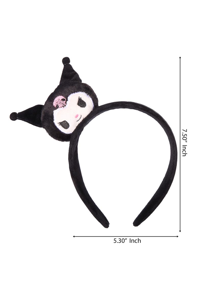 Kuromi Headband Black Plush, Sanrio Hair Accessories, Alternate, color, Black