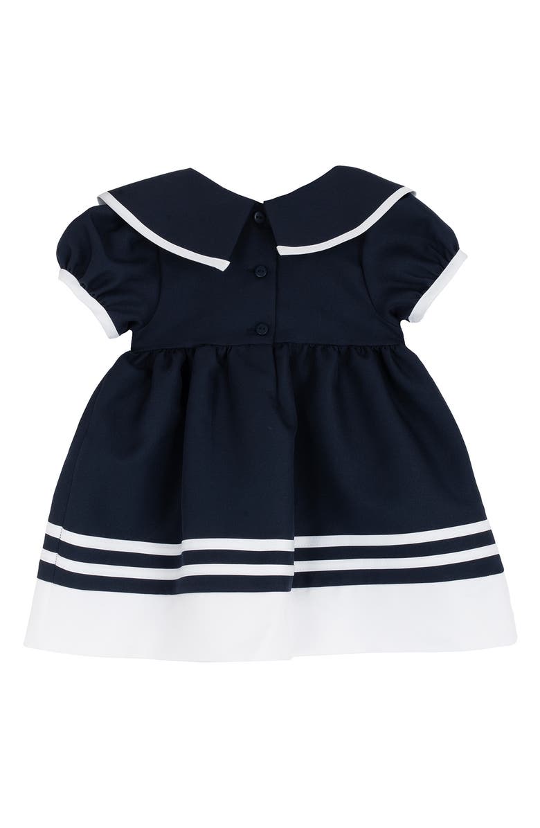 Rare Editions Collared Nautical Dress, Cap & Bloomers Set, Alternate, color, Navy