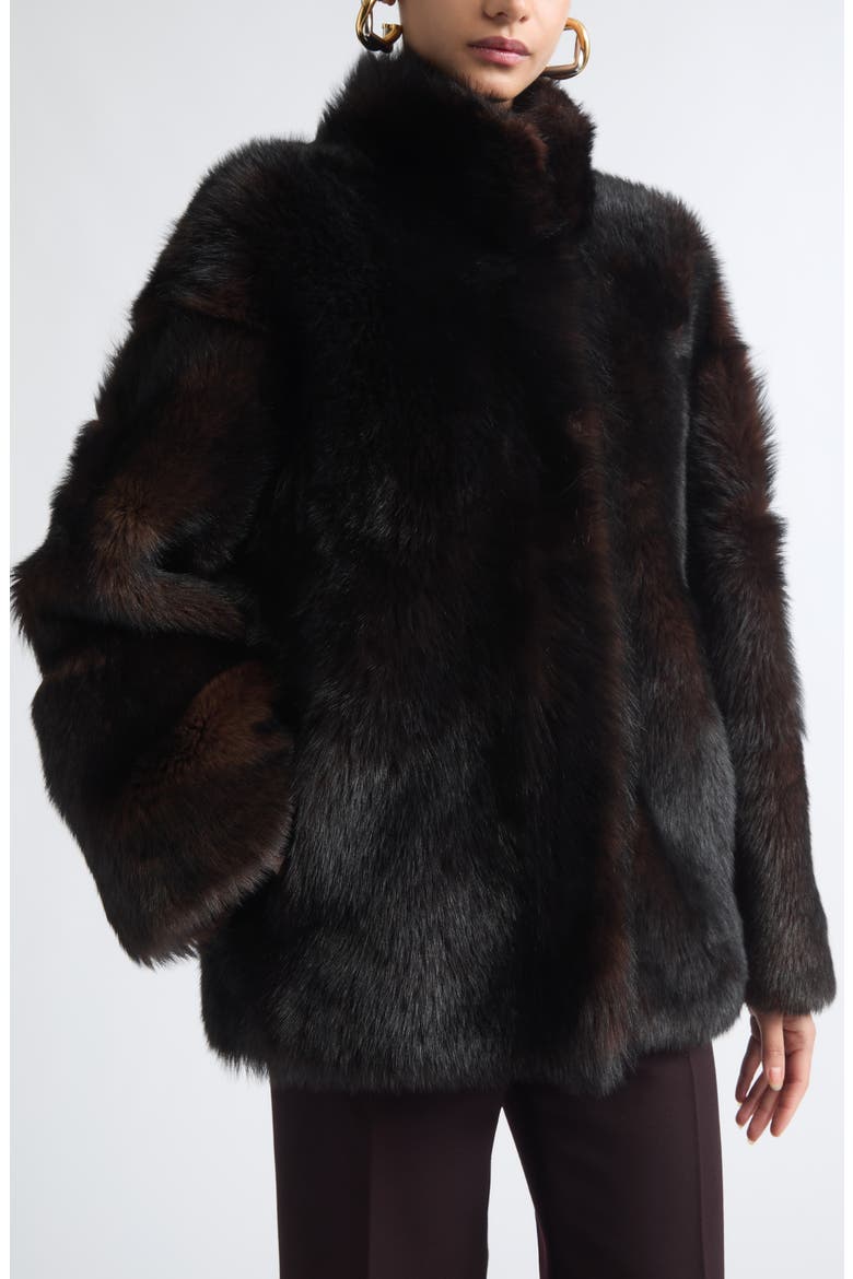 Carolyn Genuine Shearling Coat, Alternate, color, BROWN SABLE